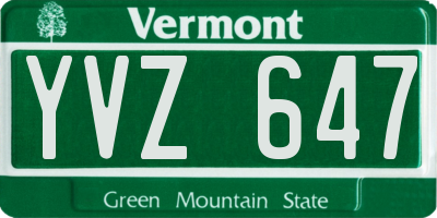 VT license plate YVZ647