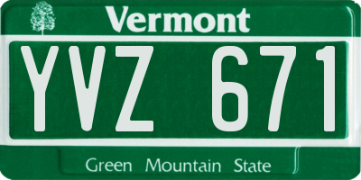 VT license plate YVZ671