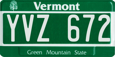 VT license plate YVZ672