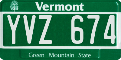 VT license plate YVZ674