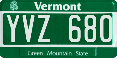 VT license plate YVZ680