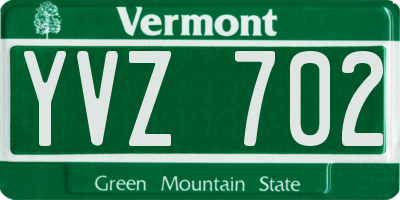 VT license plate YVZ702