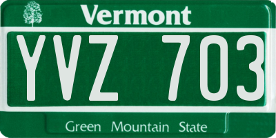 VT license plate YVZ703