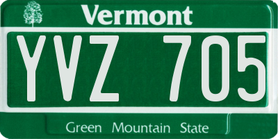 VT license plate YVZ705