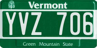 VT license plate YVZ706