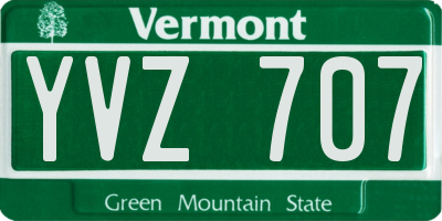 VT license plate YVZ707