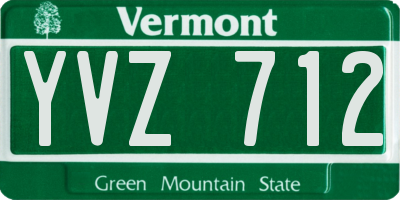 VT license plate YVZ712