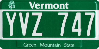 VT license plate YVZ747