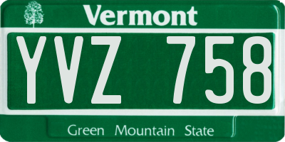 VT license plate YVZ758