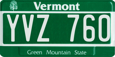 VT license plate YVZ760