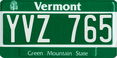 VT license plate YVZ765