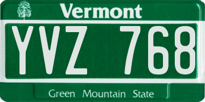 VT license plate YVZ768