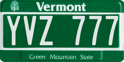 VT license plate YVZ777