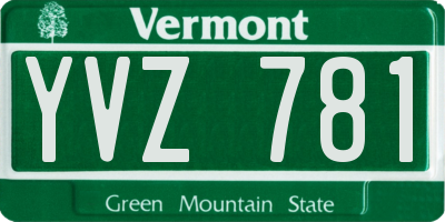 VT license plate YVZ781