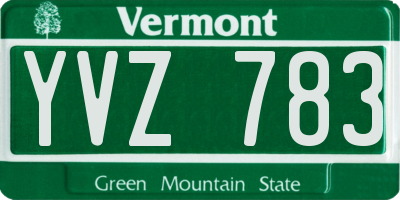 VT license plate YVZ783