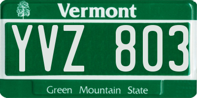 VT license plate YVZ803