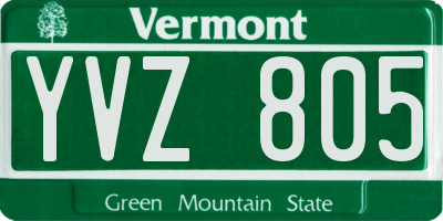 VT license plate YVZ805