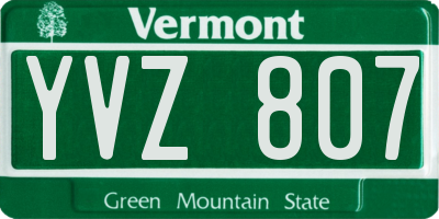 VT license plate YVZ807
