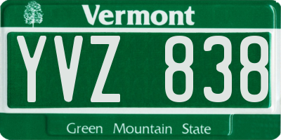 VT license plate YVZ838