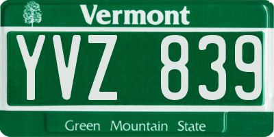 VT license plate YVZ839