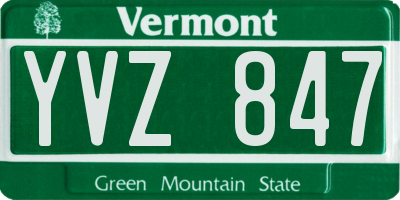 VT license plate YVZ847