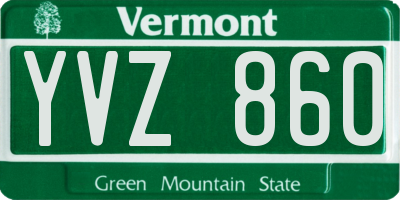VT license plate YVZ860