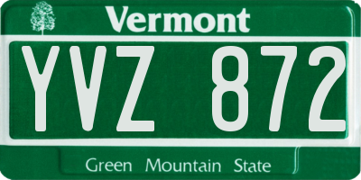 VT license plate YVZ872