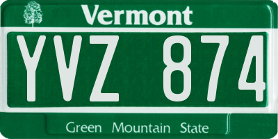 VT license plate YVZ874
