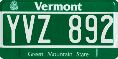 VT license plate YVZ892