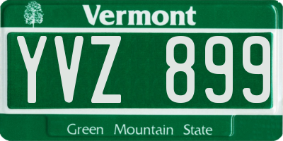 VT license plate YVZ899