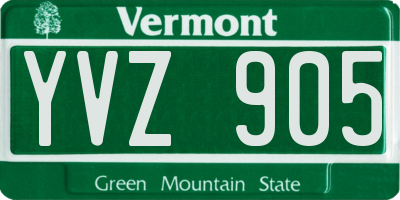 VT license plate YVZ905