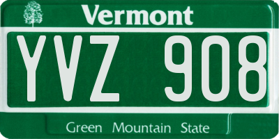 VT license plate YVZ908