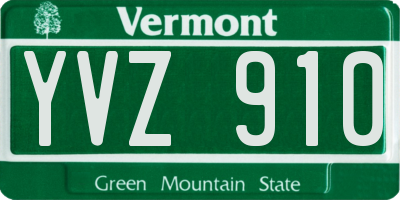 VT license plate YVZ910