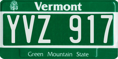 VT license plate YVZ917