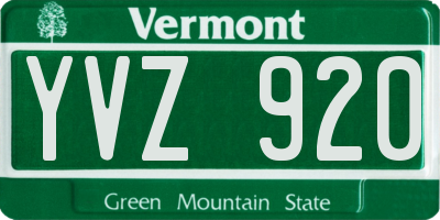 VT license plate YVZ920