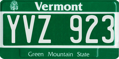 VT license plate YVZ923