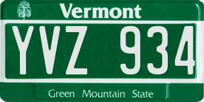 VT license plate YVZ934