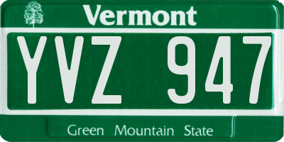 VT license plate YVZ947