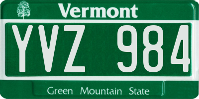 VT license plate YVZ984