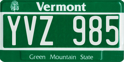 VT license plate YVZ985