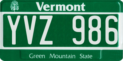 VT license plate YVZ986