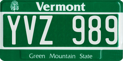 VT license plate YVZ989