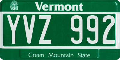 VT license plate YVZ992