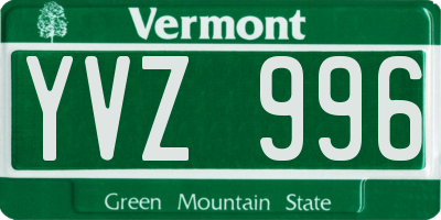 VT license plate YVZ996