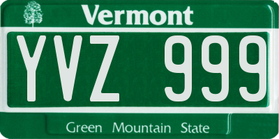 VT license plate YVZ999