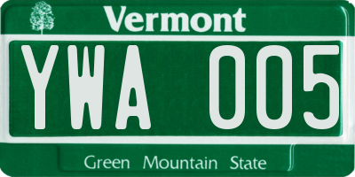 VT license plate YWA005