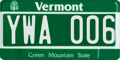 VT license plate YWA006