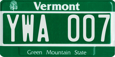 VT license plate YWA007