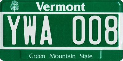 VT license plate YWA008