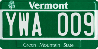 VT license plate YWA009